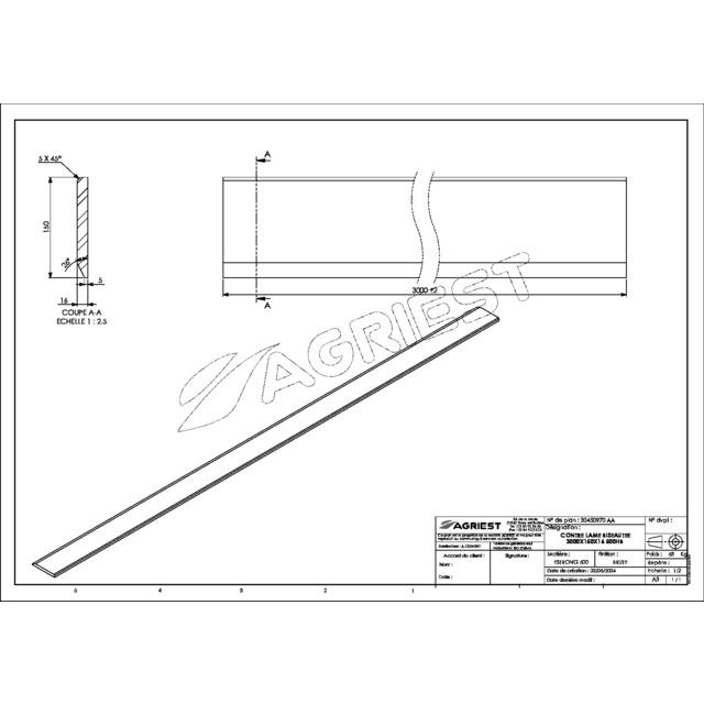 Lame Biseautee 3000X150X16 500 HB Vert référence fournisseur 30450970
